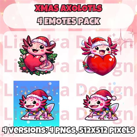 XMAS AXOLOTLS Twitch Emote Funny Twitch Emote Axolotls Twitch Discord