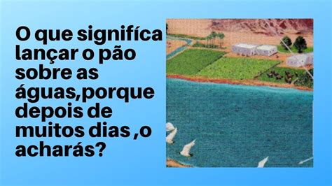 LANÇA O TEU PÃO SOBRE AS ÁGUAS PORQUE DEPOIS DE MUITOS DIAS O ACHARÁS