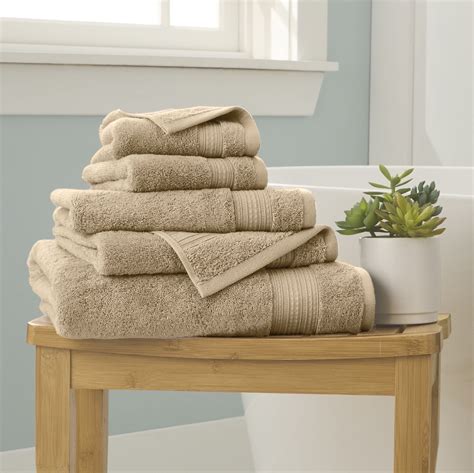 Welhome Soft Twist Cotton Piece Solid Towel Set Tan Gsm