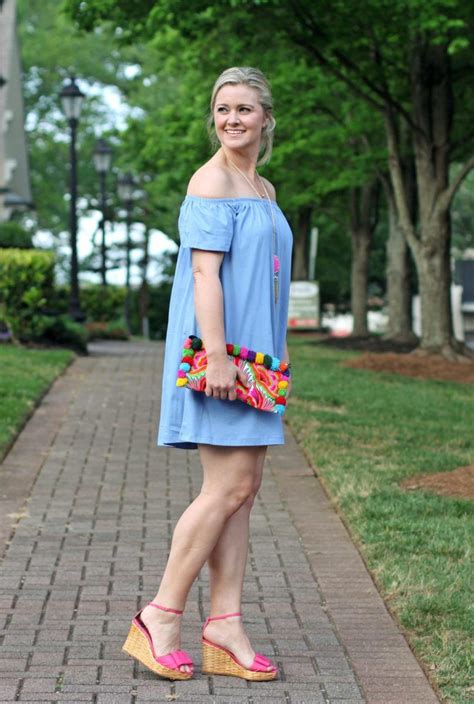 How To Style A Blue Off The Shoulder Dress Off Shoulder Dresses Perfect Summer Outfit How To