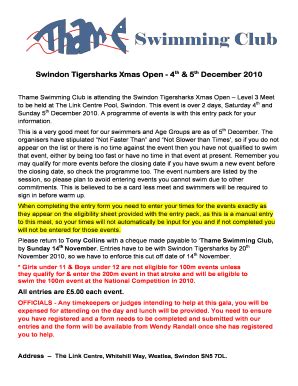 Fillable Online Thameswimmingclub Co Swindon Tigersharks Xmas Open