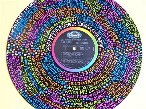 The Beatles Sgt Pepper Lyrics Handpainted on Vinyl Record