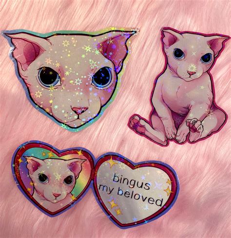 Bingus My Beloved Sphynx Cat Handmade Sparkle Holographic Etsy