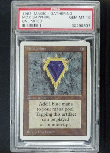 MOX SAPPHIRE PSA GRADED 10 30299637 Unlimited 2ED Magic MTG MINT