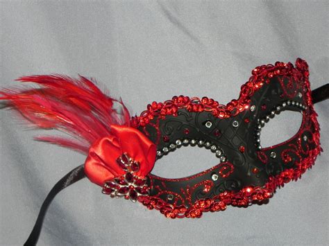 Masquerade Mask in Red and Black with Silver Accents | Etsy