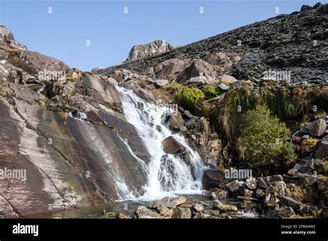 Cwmorthin Waterfall Near Tanygrisiau North Wales Above The Falls Is