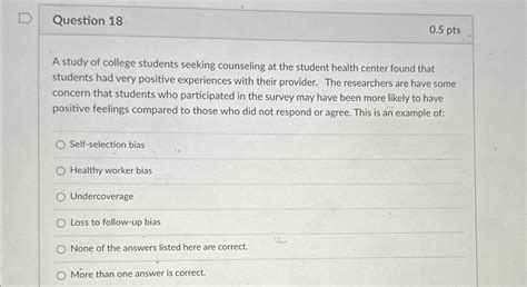 Solved Question Ptsa Study Of College Students Seeking Chegg