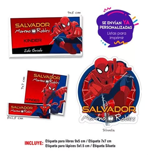 Etiquetas Escolares Personalizadas Spiderman Mod Meses Sin Intereses