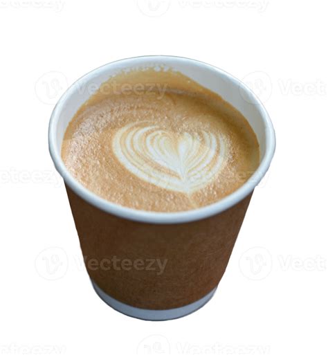 Coffee Latte With Heart Pattern Close Up Take Away Mug Transparent