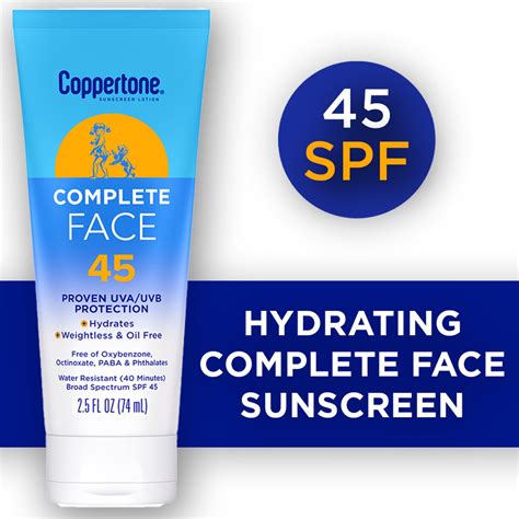 Coppertone Complete Face Sunscreen Lotion Spf 45 25 Fl Oz Tube
