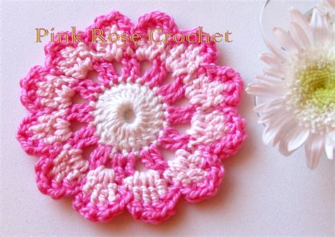 Pink Rose Crochet Flor Porta Copos Rosa E Pink