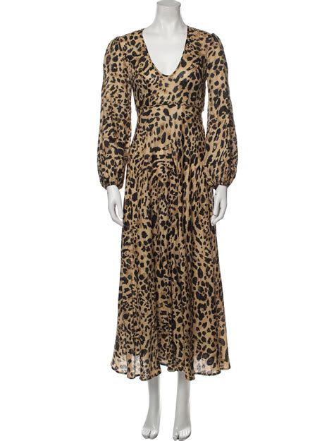 Zimmermann Animal Print Long Dress Neutrals Dresses Clothing