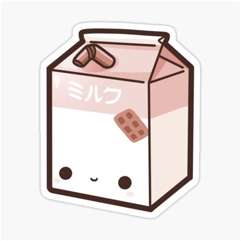 Kawaii Chocolate Milk Carton Sticker For Sale By Angelhalos Redbubble