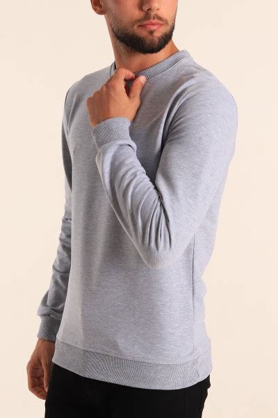 Gri Regular Fit Basic Erkek Sweat Modam Zbir Modamizbir