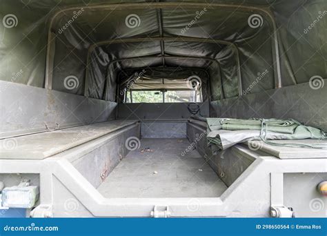 The Interior of an Old Dutch Army Truck that Was Previously Used for Passenger Transport Stock ...