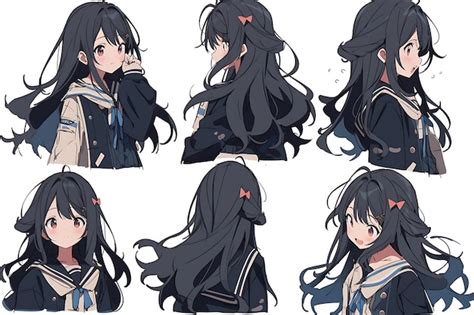 Premium AI Image | 2D Anime Character Concept Art Turnaround Sheet ...