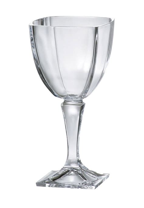 Barski European Glass Square Footed Crystalline Wine Goblet 9 Oz Set