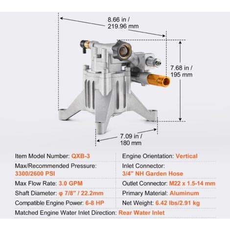 Mophorn Pompe De Nettoyeur Haute Pression Psi Arbre Vertical De