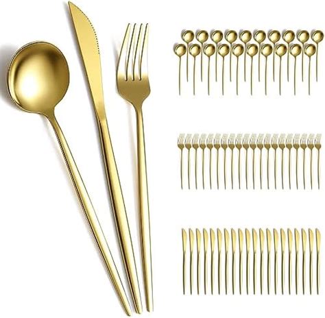 Amazon Yaomiao Pcs Gold Silverware Set With Knives Spoons And