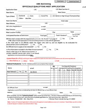 Fillable Online Usaswimming LSC Meet Sanction Fax Email Print