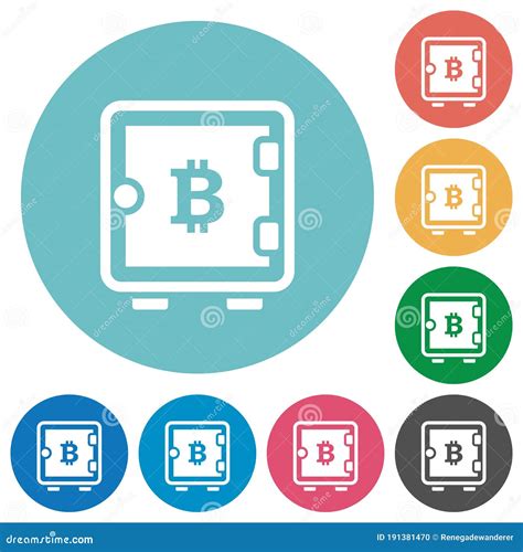 Iconos Redondos Planos De Caja Fuerte De Bitcoin Ilustraci N Del Vector