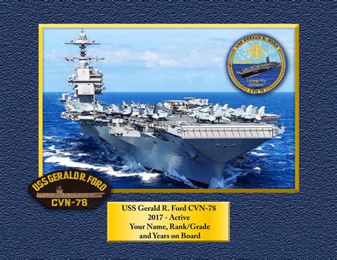 USS Gerald R. Ford CVN-78 Custom Personalized 8.5X11, 11X14 Or16 X 20 Print on Pro. Paper or ...