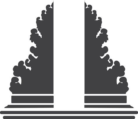 Silhouette Of Gapura Javanese Balinese Traditional Gate Vector