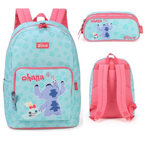 Compre Agora Mochila Escolar Stitch Estojo Verde Claro