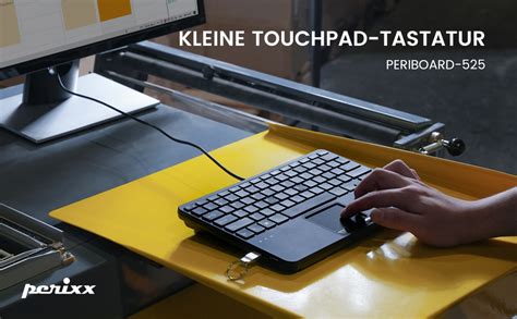 Perixx PERIBOARD 525 DE Kabelgebundene Mini USB Tastatur Mit Touchpad