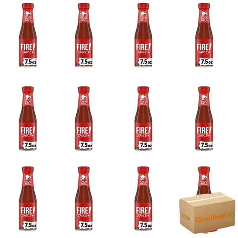 Box With 12 Pack Taco Fire Sauce Glass Bottle 75 Oz