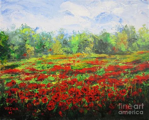 Red Field Painting By Vesna Martinjak Fine Art America