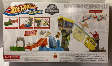 Mattel Hot Wheels Jurassic World Racer Verse Blue S Raptor Rush Set