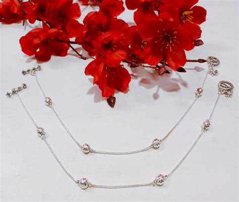 White Indian Payal Anklets Silver Plated Bridal Anklets Asian Payal