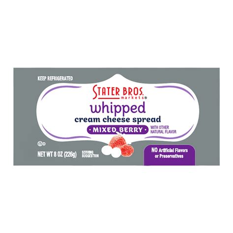 Stater Bros Markets Whipped Mixed Berry Cream Cheese Spread 8 Oz Cup Tub