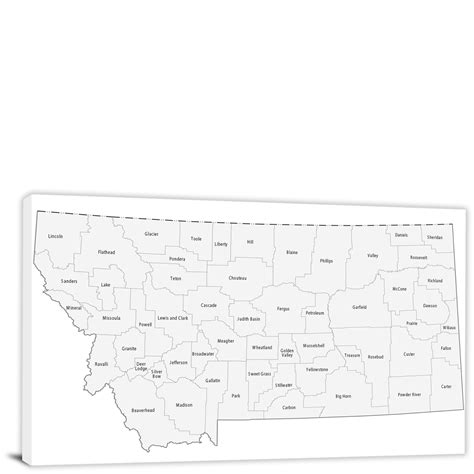 Montana-Counties Map, 2022 - Canvas Wrap