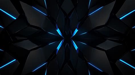 Black Background With Blue Glowing Edges Dark Geometric Wallpaper For