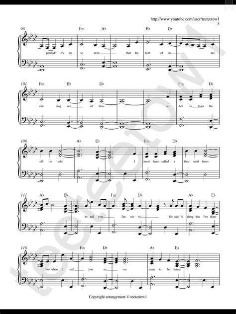 Piano Sheet Music — Hello - Adele (Piano Sheet)