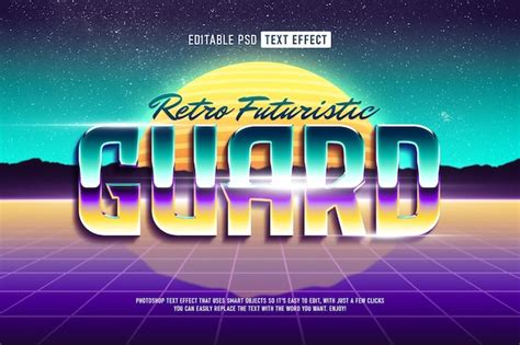 Efeito De Texto Pop Retro Futurista Dos Anos Psd Premium