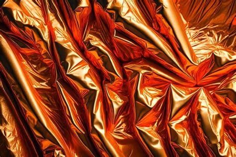 Orange Crumpled Foil Texture Premium Ai Generated Image