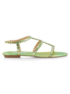 Aquazzura Tequila Crystal Embellished Leather Sandals On SALE Saks