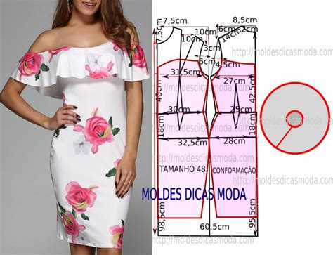 Vestido Com Babado Nos Ombros Moldes Moda Por Medida Costura