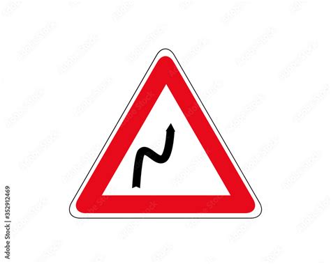 Road Sign Double Turn First Right Traffic Sign Attention Sharp Turns