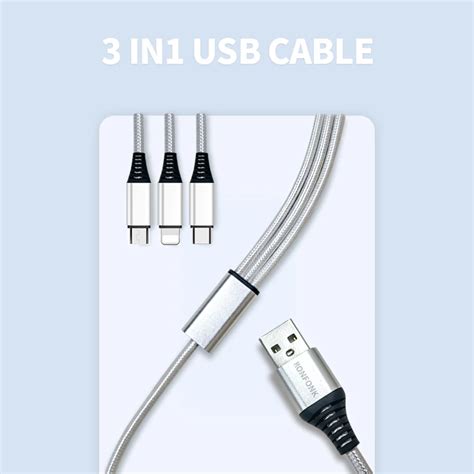 Buy Custom 10ft 24a 3 In 1 Usb Cable Nylon Braid Fast Charging Cable