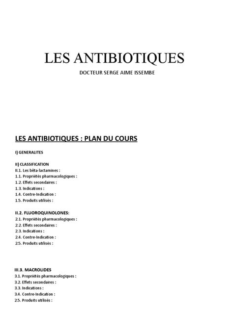 Les Antibiotiques Pdf Pénicilline Antibiotiques