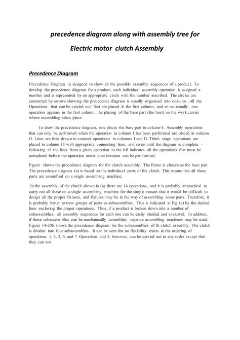 Precedence diagram along with assembly tree for | DOCX