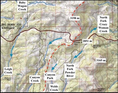 Modified Topographic Map From The USGS National Map Website Showing The