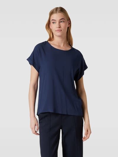 Montego Blusenshirt Aus Reiner Viskose Mit Kellerfalte Dunkelblau