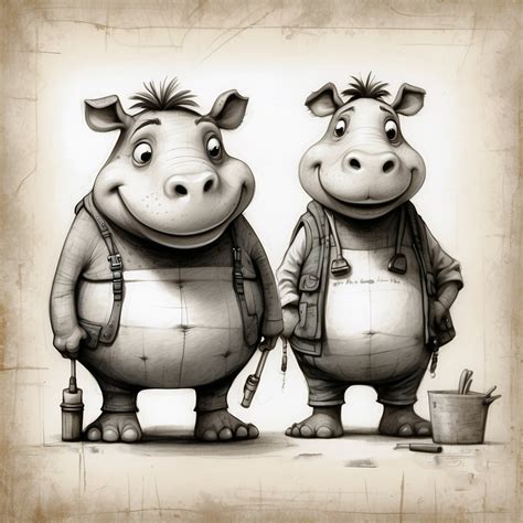 hippopotamus cartoon art print  stock photo public domain pictures