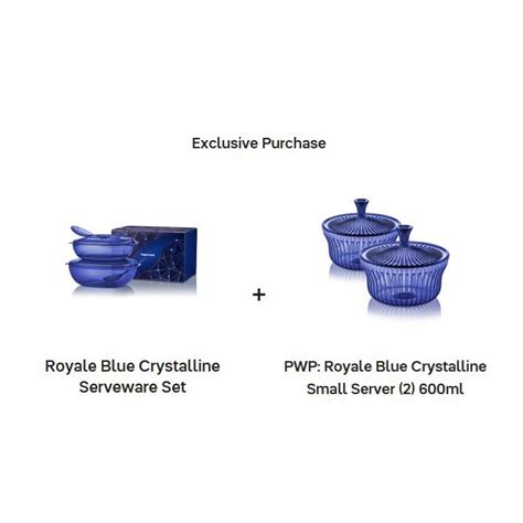 Tupperware Royale Blue Crystalline Serveware Set With Gift Box PWP