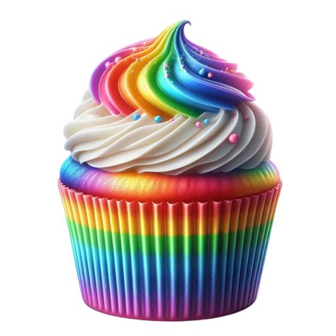 Generated Ai A Rainbow Cupcake With Rainbow Sprinkles On The Top 46156598 Png